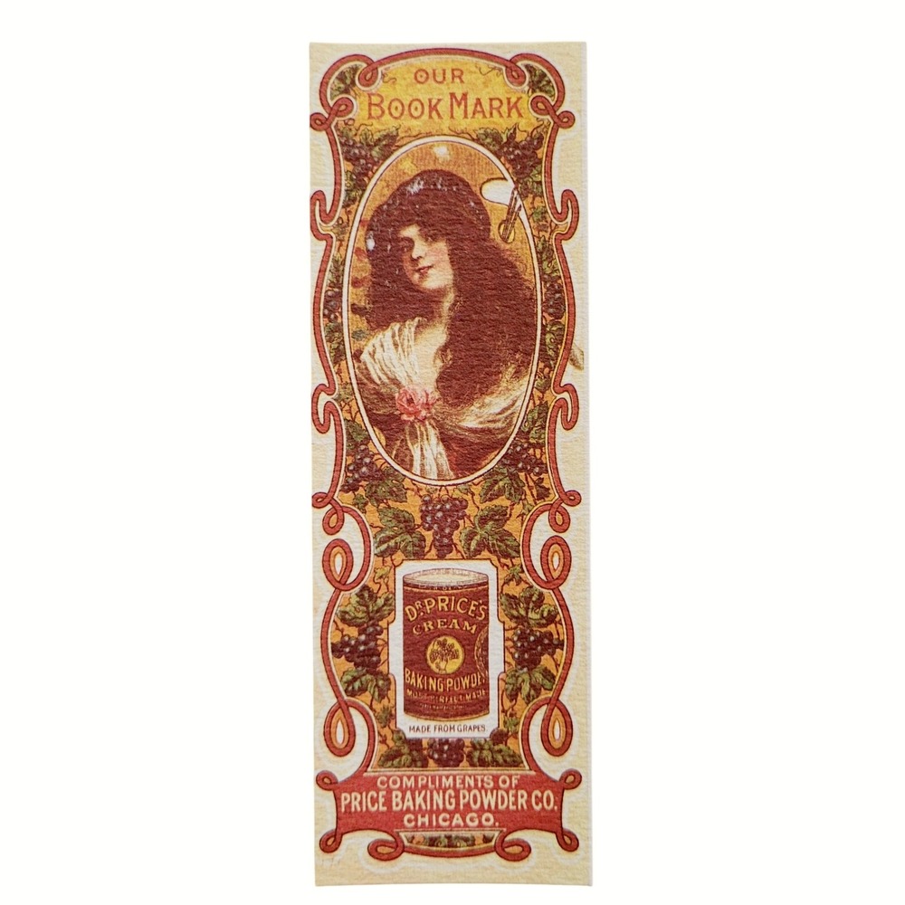 Vintage 70s Price Baking Powder Co. Bookmark Evergreen Press 1800s Advertisement